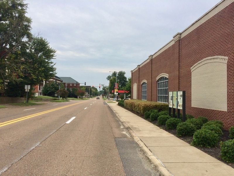 The Battle of Helena Marker looking south on Columbia Street. image. Click for full size.