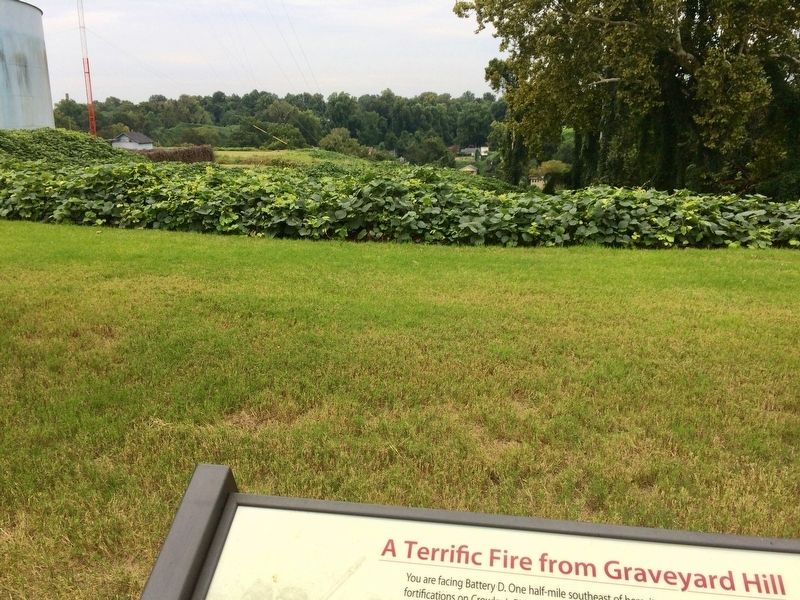 View down Graveyard Hill towards Battery D. image. Click for full size.