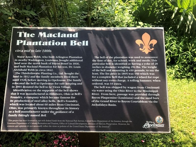 The Macland Plantation Bell Marker image. Click for full size.