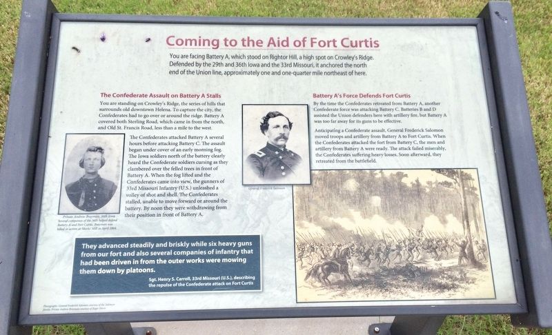Coming to the Aid of Fort Curtis Marker image. Click for full size.