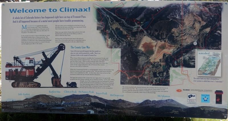 Welcome to Climax! Marker <i>(Click on photo to enlarge.)</i>. Click for full size. Welcome to Climax! Marker <i>(Click on photo to enlarge.)</i> image. Click for full size.