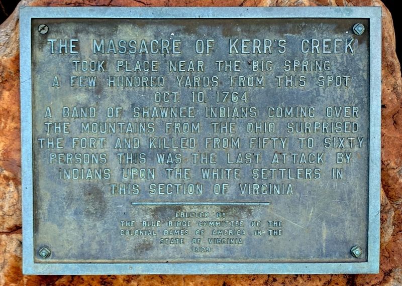 The Massacre of Kerr's Creek Marker image. Click for full size.