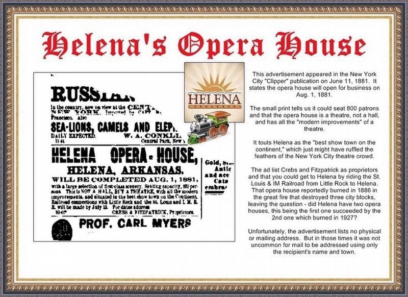 Helena Opera House advertisement.. Click for full size. Helena Opera House advertisement. image. Click for full size.