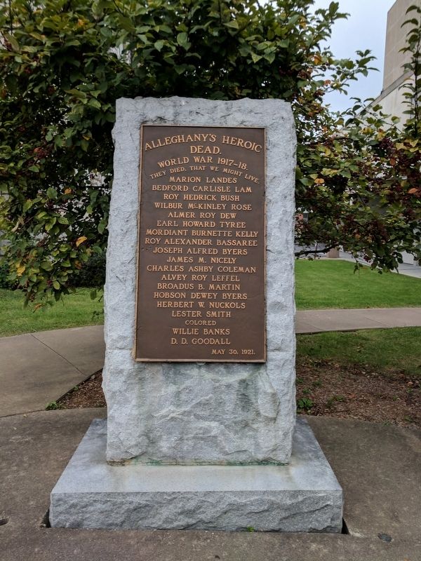 Alleghany's Heroic Dead. Click for full size. Alleghany's Heroic Dead image. Click for full size.