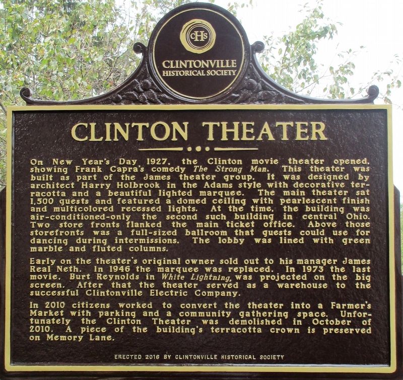Clinton Theater Marker image. Click for full size.