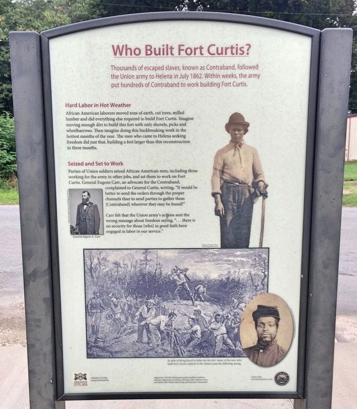 Who Built Fort Curtis Marker. image. Click for full size.