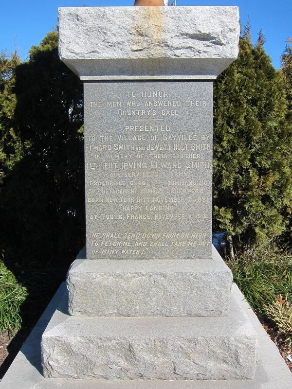 Sayville War Memorial Marker - Main Monument, Front Panel image. Click for full size.