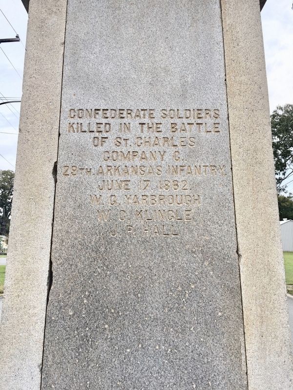 St. Charles Battle Monument (southwest face). Click for full size. St. Charles Battle Monument (southwest face) image. Click for full size.