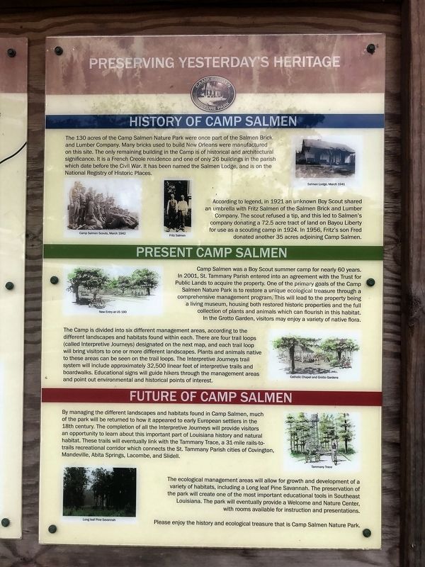 History of Camp Salmen Marker. Click for full size. History of Camp Salmen Marker image. Click for full size.