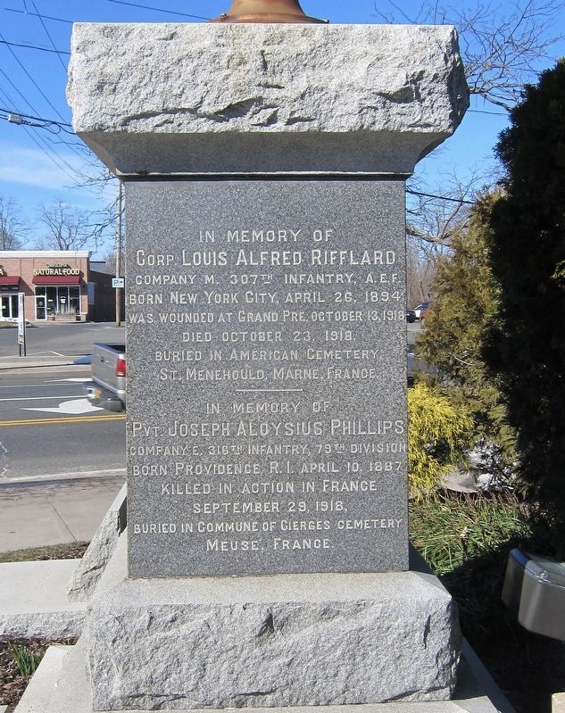 Sayville War Memorial Marker - Main Monument, Right Panel image. Click for full size.