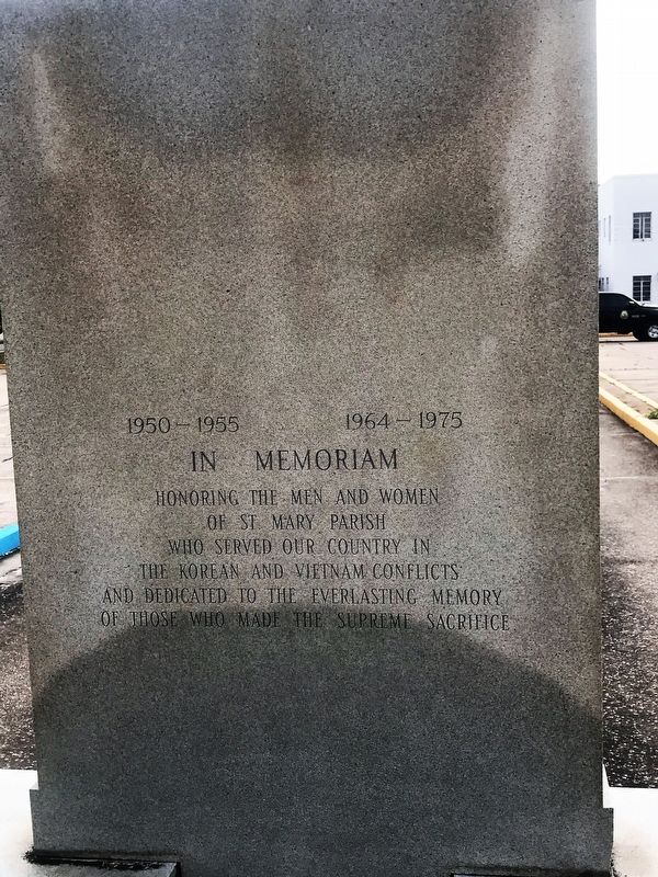 St. Mary Parish Courthouse War Memorial Marker. Click for full size. St. Mary Parish Courthouse War Memorial Marker image. Click for full size.