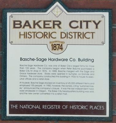 Basche-Sage Hardware Co. Building Marker image. Click for full size.