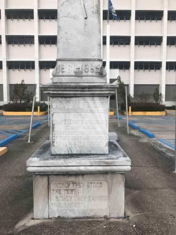 St. Mary Parish Confederate Soldiers Monument Marker image. Click for full size.