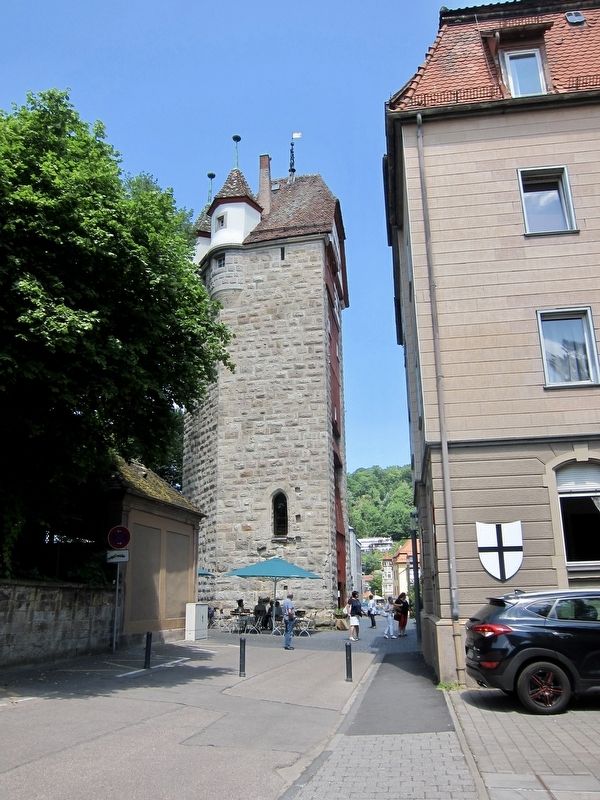 Fünfknopfturm / Five-points Tower - Looking north up Pfeiffergaessle. Click for full size. Fünfknopfturm / Five-points Tower - Looking north up Pfeiffergaessle image. Click for full size.