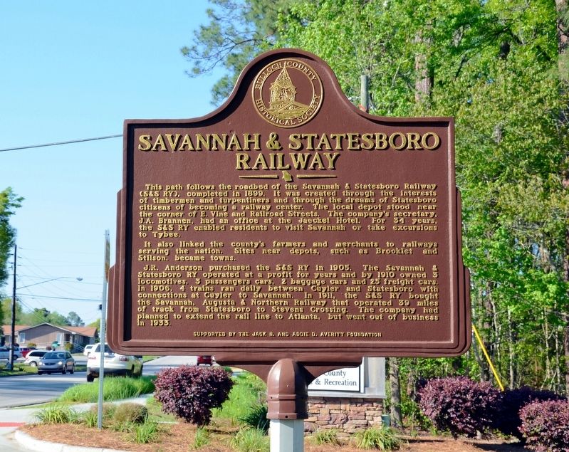 Savannah & Statesboro Railway Marker image. Click for full size.