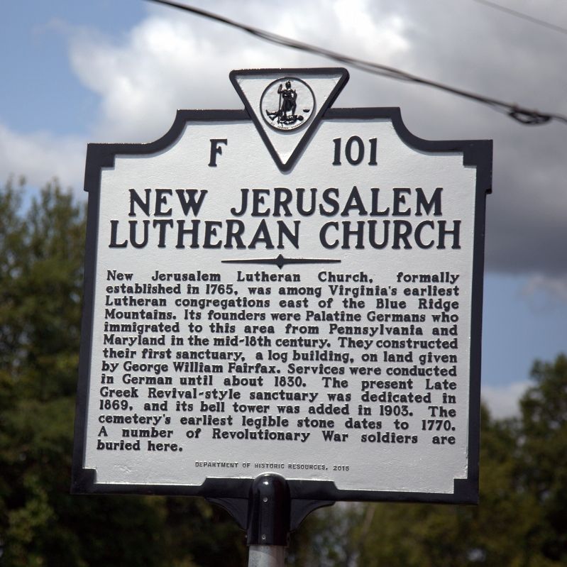 New Jerusalem Lutheran Church Marker image. Click for full size.