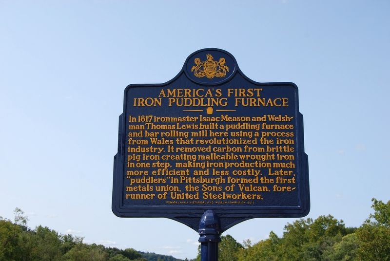 America's First Iron Puddling Furnace Marker image. Click for full size.