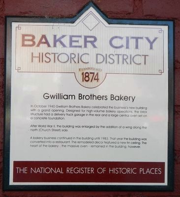 Gwilliam Brothers Bakery Marker image. Click for full size.