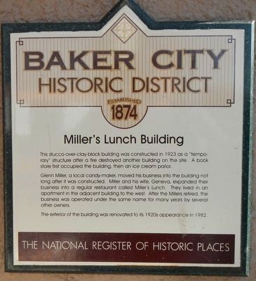 Miller's Lunch Building Marker image. Click for full size.