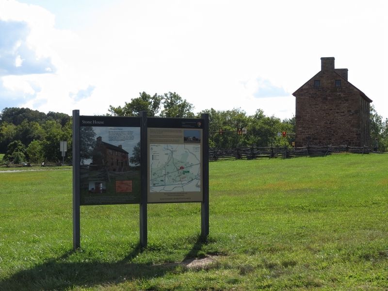 Stone House Marker and Stone House image. Click for full size.