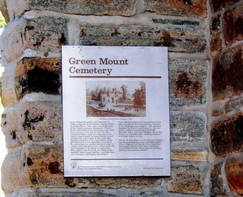 Green Mount Cemetery Marker image. Click for full size.