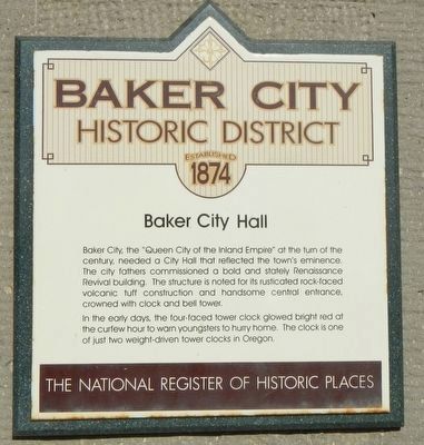 Baker City Hall Marker image. Click for full size.