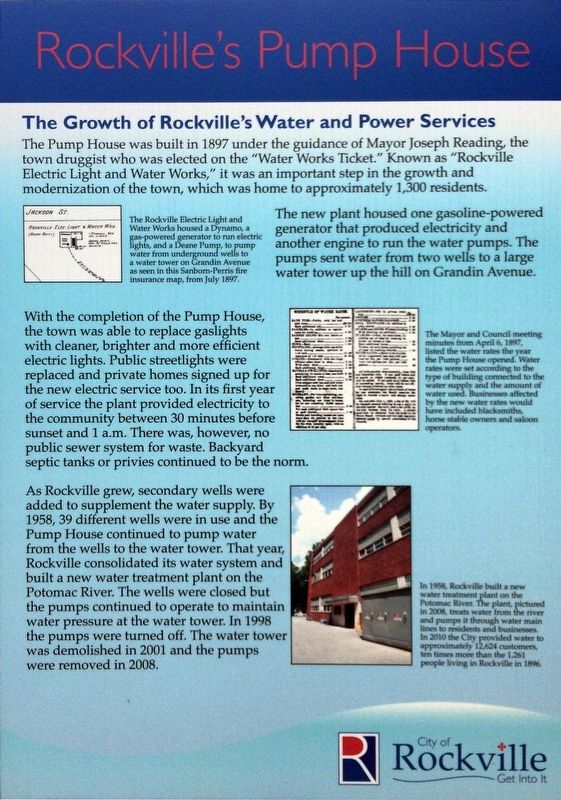 Rockville's Pump House Marker image. Click for full size.