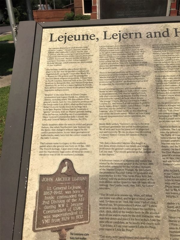 Lejeune, Lejern and How to Say it Marker. Click for full size. Lejeune, Lejern and How to Say it Marker image. Click for full size.