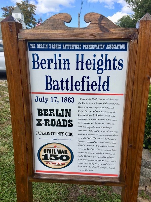 Berlin Heights Battlefield marker next to Berlin Crossroads marker. image. Click for full size.