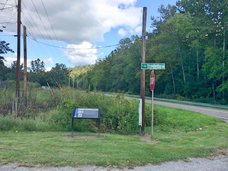View of marker looking east on Laurel Cliff Road.. Click for full size. View of marker looking east on Laurel Cliff Road. image. Click for full size.