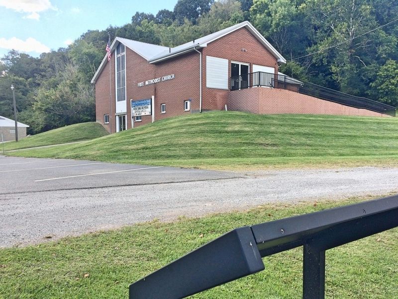 View from marker, across Burdette Road, at nearby Laurel Cliff Methodist Church.. Click for full size. View from marker, across Burdette Road, at nearby Laurel Cliff Methodist Church. image. Click for full size.