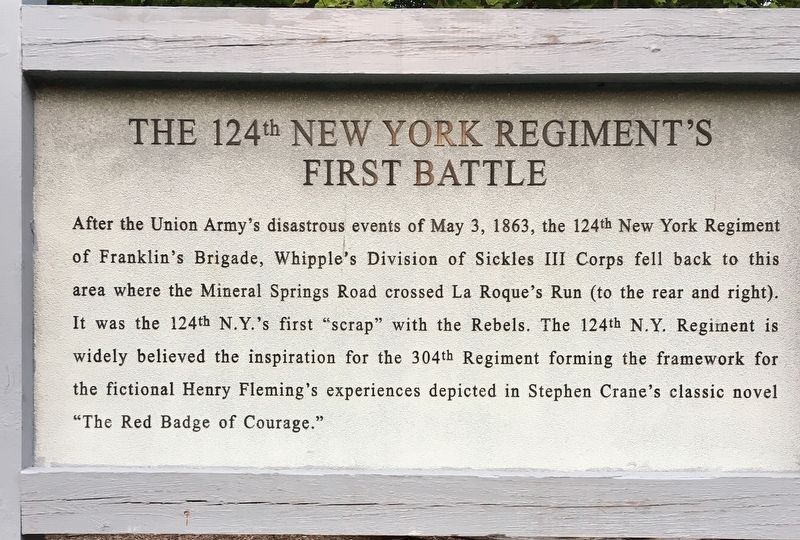 The 124th New York Regiments First Battle Marker image. Click for full size.