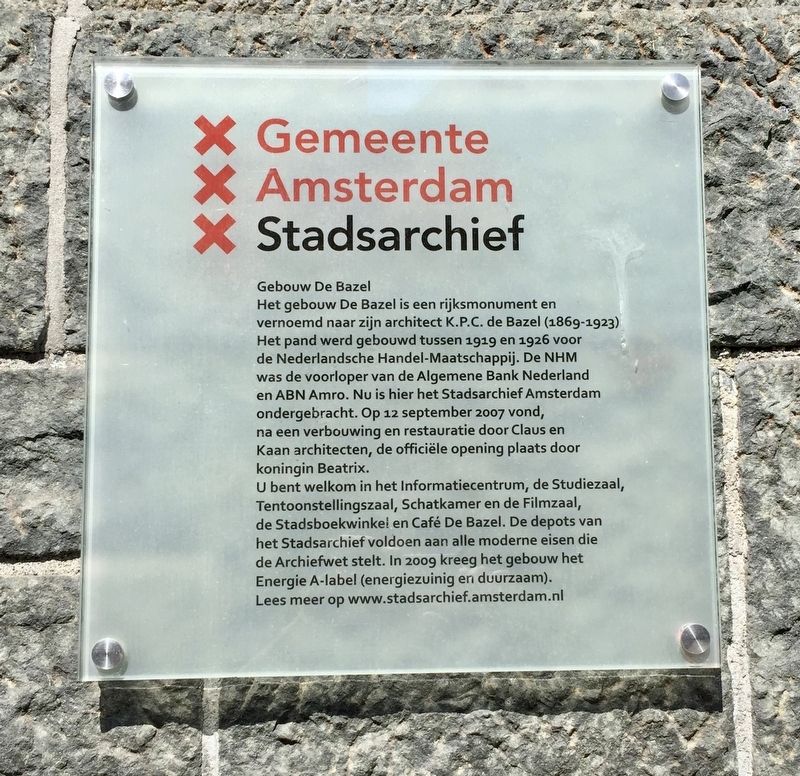 Gemeente Amsterdam Stadsarchief / Amsterdam City Archives Marker. Click for full size. Gemeente Amsterdam Stadsarchief / Amsterdam City Archives Marker image. Click for full size.