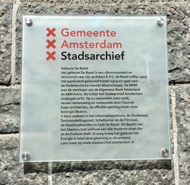 Gemeente Amsterdam Stadsarchief / Amsterdam City Archives Marker image. Click for full size.