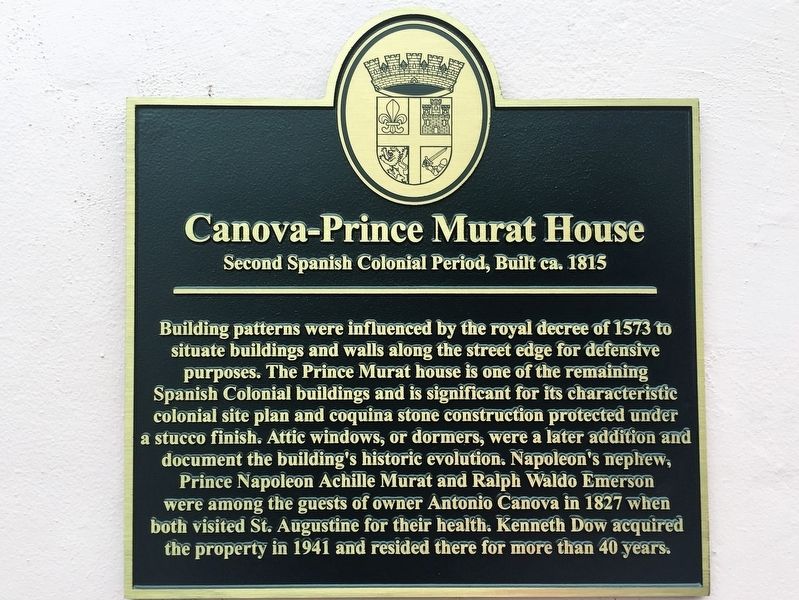 Canova-Prince Murat House Marker image. Click for full size.