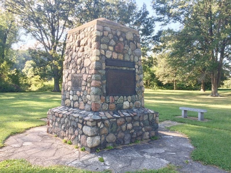 Battle of Buffington Island Monument with plaques restored and battlefield park. image. Click for full size.