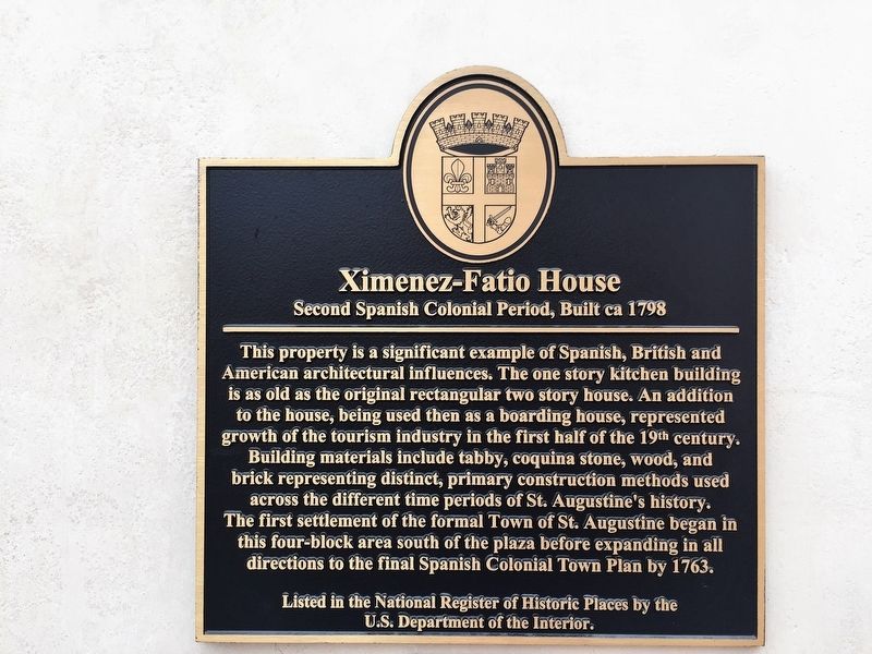 Ximenez-Fatio House Marker. Click for full size. Ximenez-Fatio House Marker image. Click for full size.