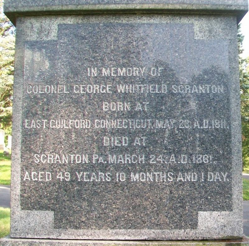 Colonel George Whitfield Scranton Monument Side Panel image. Click for full size.