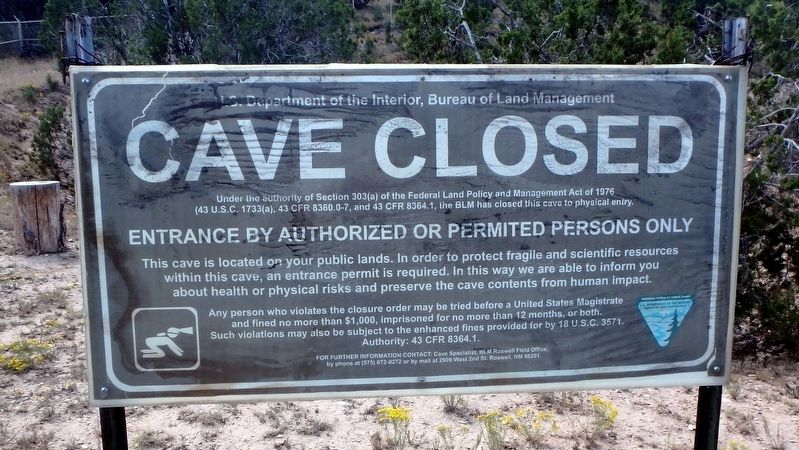 Fort Stanton Cave NOTICE image. Click for full size.