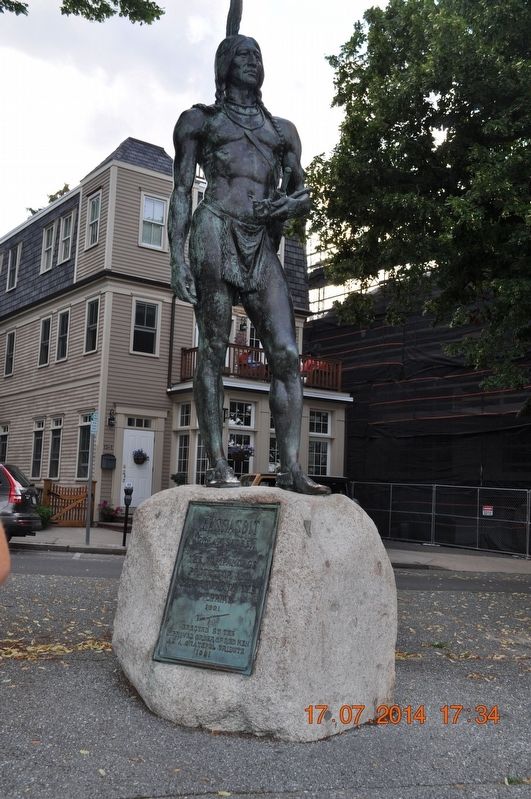 A nearby statue of Massasoit image. Click for full size.