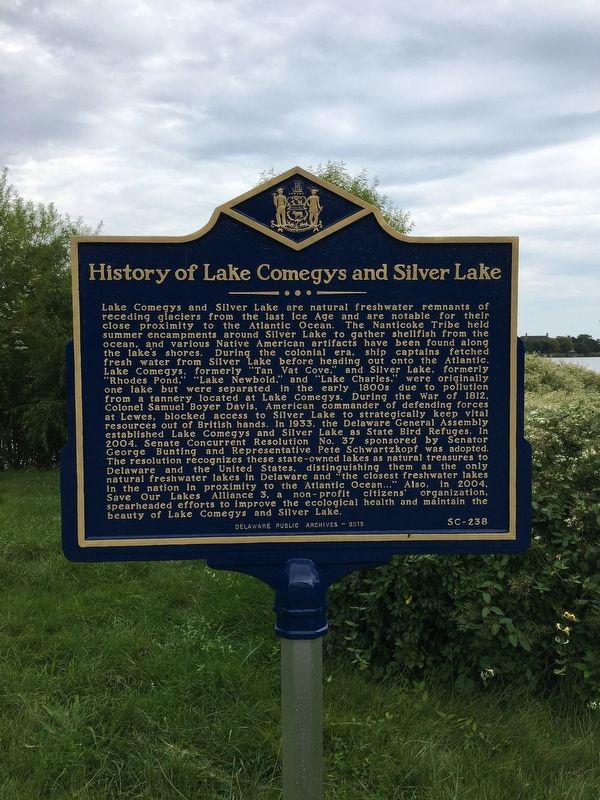 History of Lake Comegys and Silver Lake Marker image. Click for full size.