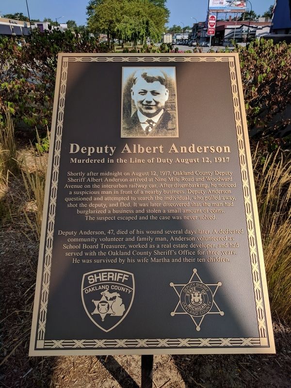 Deputy Albert Anderson Marker. Click for full size. Deputy Albert Anderson Marker image. Click for full size.