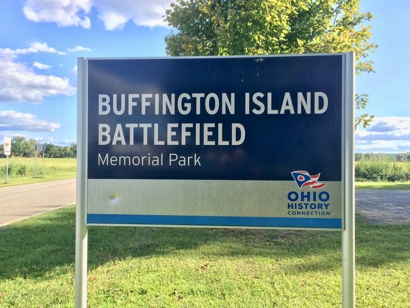 Buffington Island Battlefield entrance sign. image. Click for full size.
