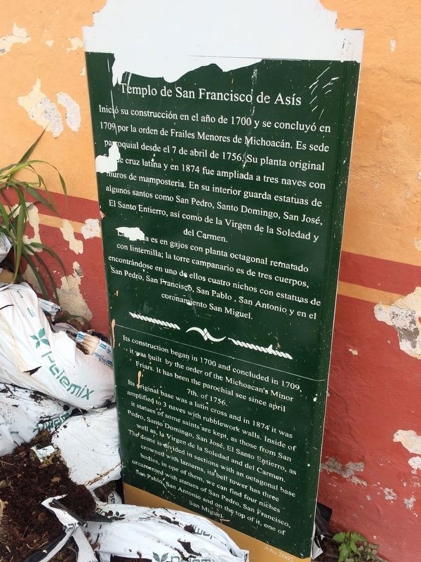 Temple of San Francisco de Asís Marker. Click for full size. Temple of San Francisco de Asís Marker image. Click for full size.