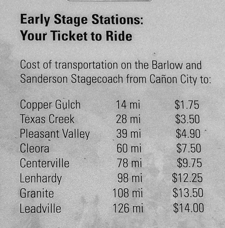 Marker Detail: Stagecoach Ticket Prices. Click for full size. Marker Detail: Stagecoach Ticket Prices image. Click for full size.