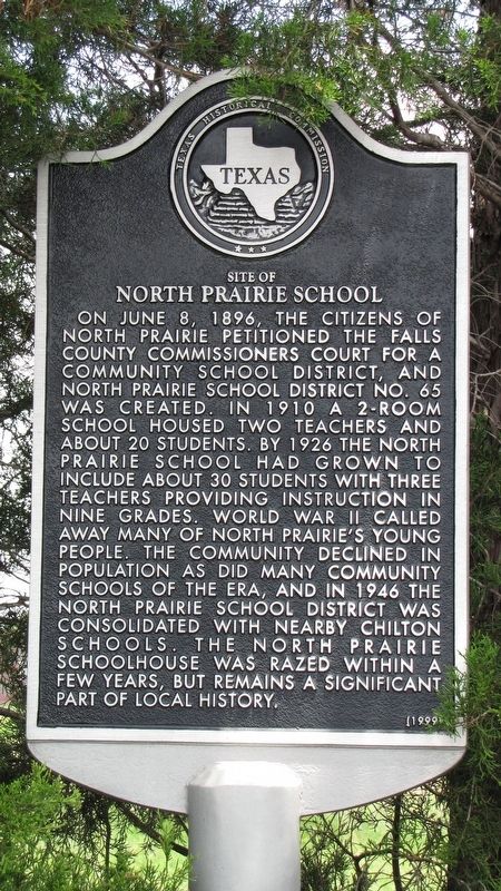 North Prairie School Texas Historical Marker image. Click for full size.