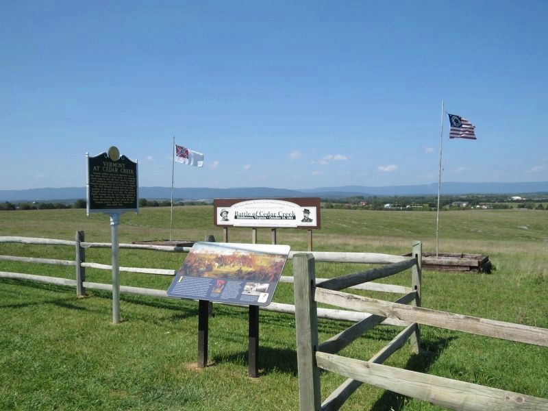Vermont at Cedar Creek Marker and The Battle of Cedar Creek Marker image. Click for full size.