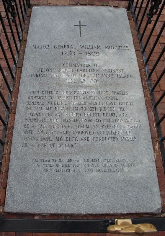 Gravestone of General William Moultrie image. Click for full size.