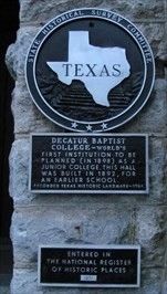 Decatur Baptist College Marker image. Click for full size.