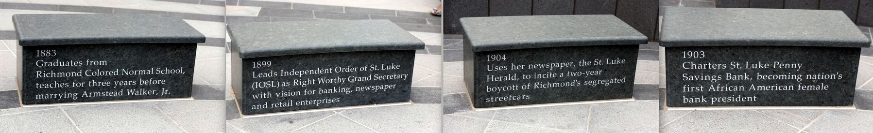 Maggie Lena Walker Memorial Benches. Click for full size. Maggie Lena Walker Memorial Benches image. Click for full size.